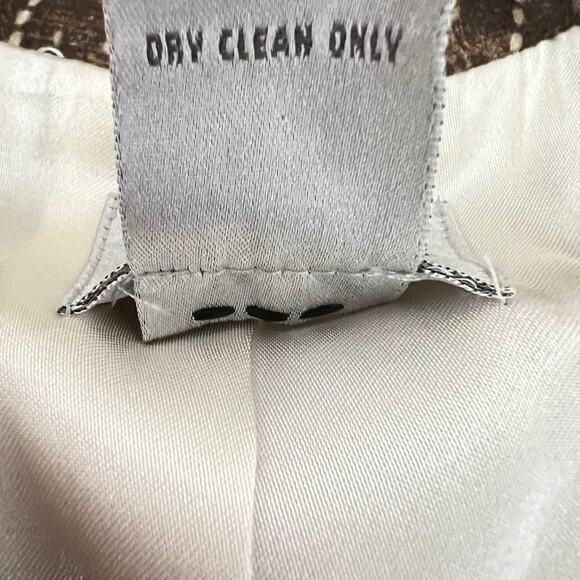 Chicos Womens Jacket Size 2 US L Brown Black Abstract Paisley Silk Blend Blazer - Picture 5 of 6